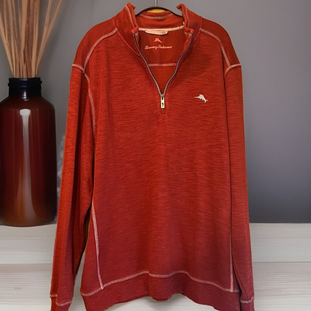 TOMMY BAHAMA Mens Casual Luxury Vacation Tobago Bay Half Zip Pullover Sz 2XL